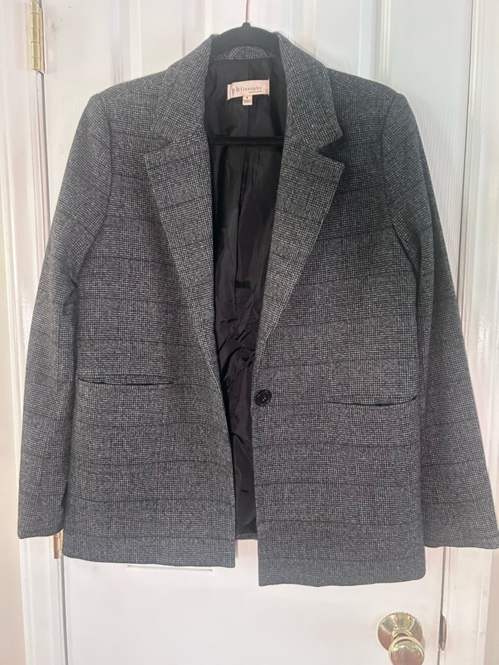Philosophy Black Lined Plaid Blazer